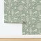 Green Botanical Scandinavian Nursery Forest Animals Deer Fox Rabbit Squirrel Country Rustic Farmhouse Cottagecore Neutral Custom Removable Wallpaper by Spoonflower Peel & Stick Wallpaper 2FT Wide